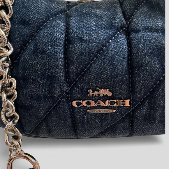 Coach Blue Denim Hobo Bag W Leather Crossbody Strap. Dustbag NWT - Picture 6 of 9